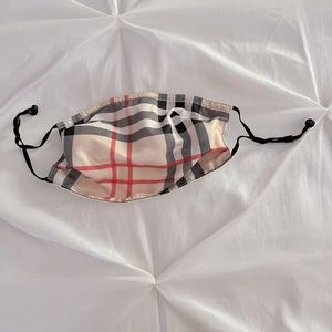 Cream colored plaid face mask